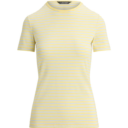 Polo Ralph Lauren Women's Striped Rib-Knit Stretch Cotton Tee Lemon Sorbet Multi