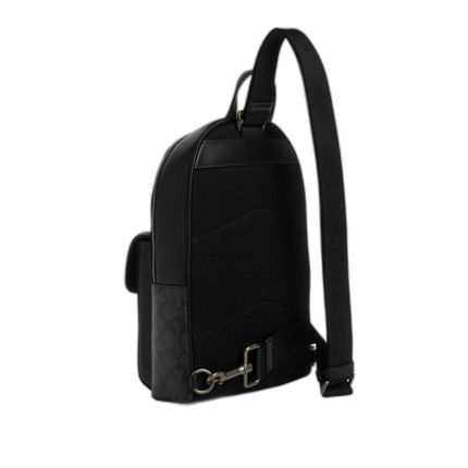 Coach Women's Turnlock Sling Pack In Signature Canvas Gunmetal/Charcoal/Black