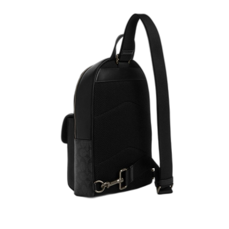 Coach Women's Turnlock Sling Pack In Signature Canvas Gunmetal/Charcoal/Black