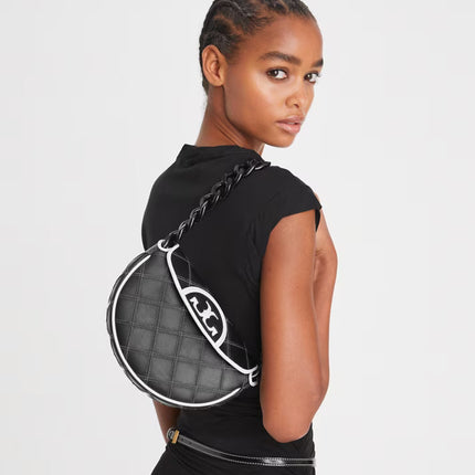 Tory Burch Women's Mini Fleming Soft Crescent Bag Black