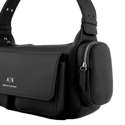 Armani Exchange Women's Large shoulder Bag With Side Pockets Black