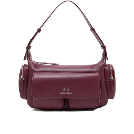 Armani Exchange Women's Large shoulder Bag With Side Pockets Burgundy