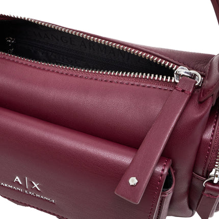 Armani Exchange Women's Large Shoulder Bag With Side Pockets Burgundy
