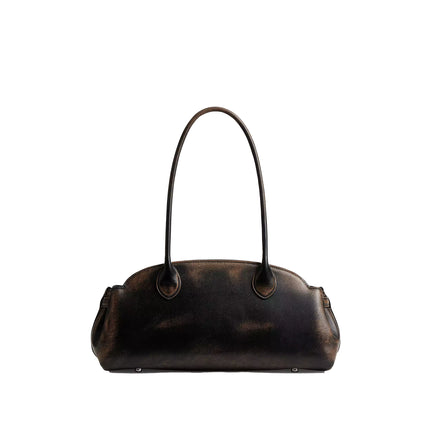 Coach Women's Empire Carryall Bag 34 In Loved Leather Silver/Black Brown