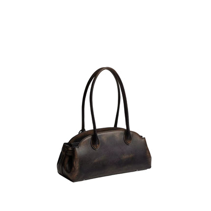 Coach Women's Empire Carryall Bag 34 In Loved Leather Silver/Black Brown