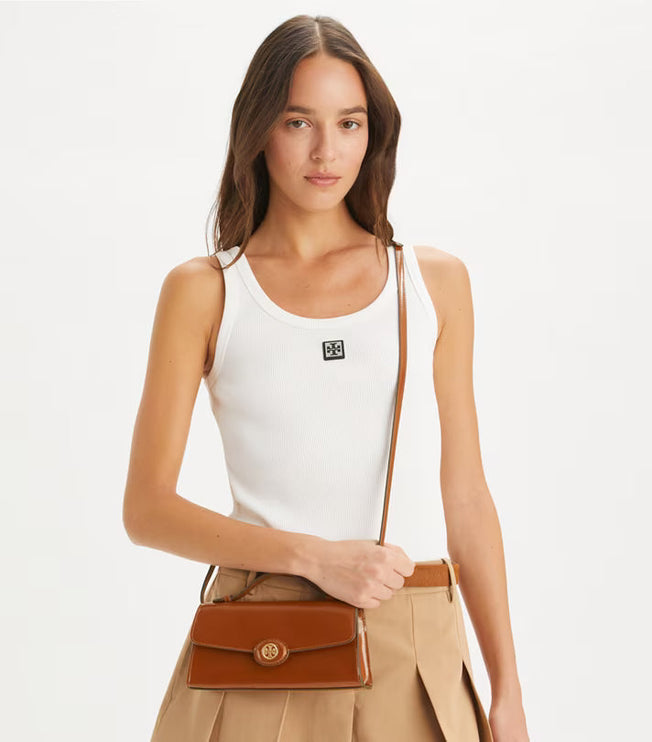 Tory Burch Women's Mini Robinson Spazzolato Crossbody DARK SIENNA