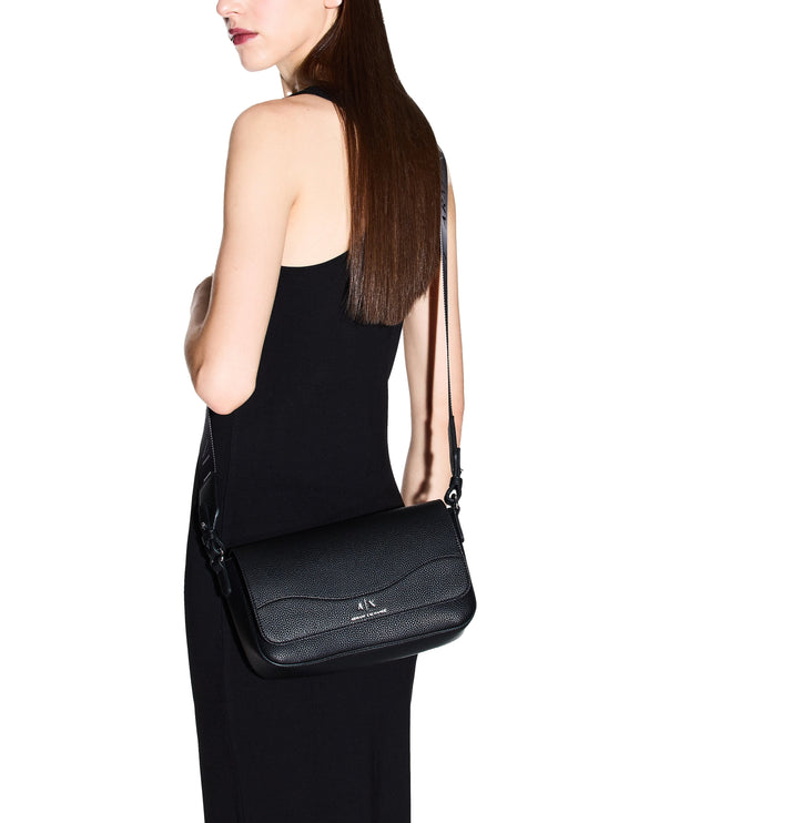 Armani Exchange Women's Allover Logo Shoulder Bag Black