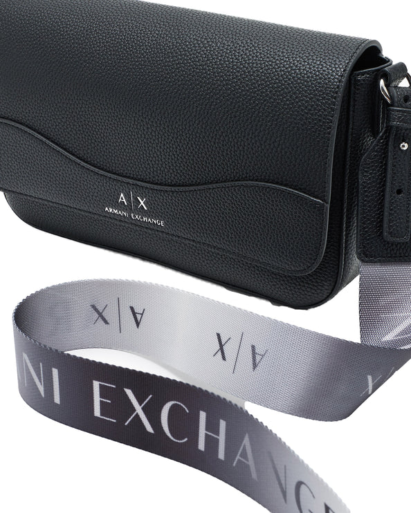 Armani Exchange Women's Allover Logo Shoulder Bag Black