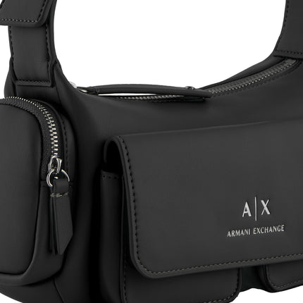 Armani Exchange Women's Large Shoulder Bag With Side Pockets Black