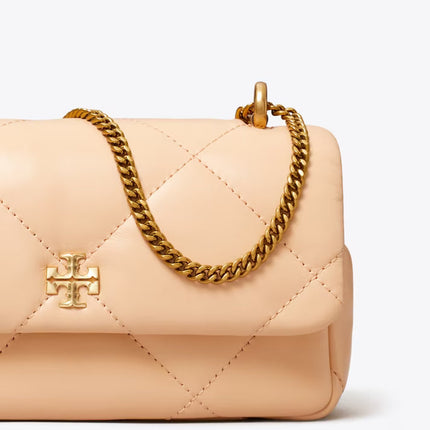 Tory Burch Women's Mini Kira Diamond Quilt Flap Bag Apricot