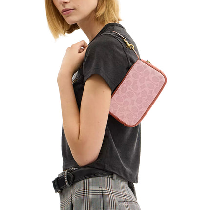 Coach Women's Plaza Bag 18 In Signature Canvas Brass/Melon Pink