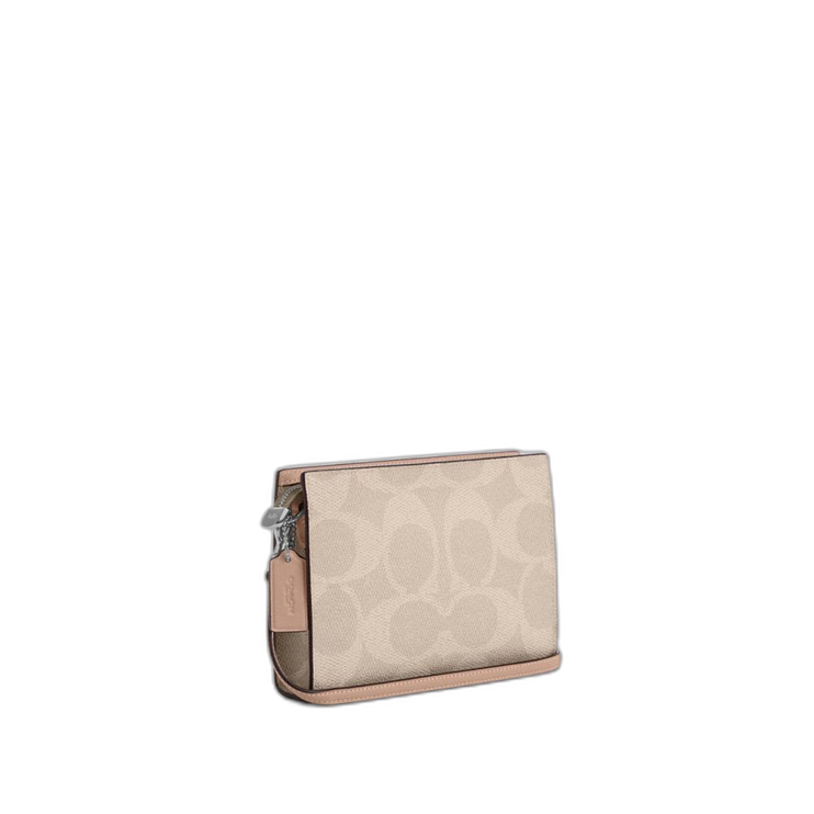 Coach Women's Slim Crossbody Bag In Signature Canvas Silver/Sand/Taupe