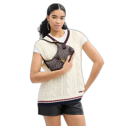 Coach Women's Hamptons Hobo Bag In Signature Jacquard Brass/Oak Maple