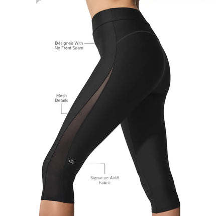 alo Women's Airlift Mesh High-Waist Just Right Capri Black
