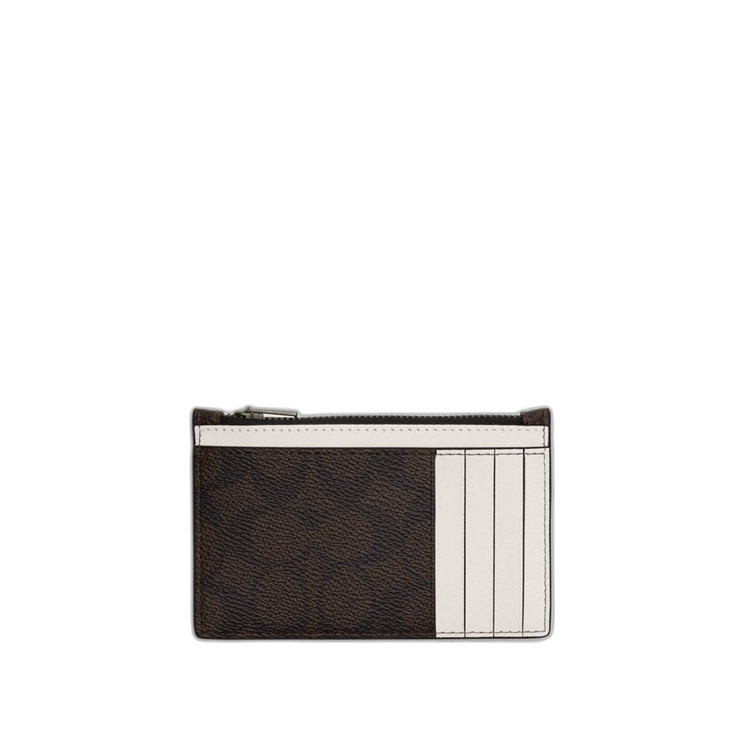 Coach Women's Zip Card Case In Signature Canvas Qb/Walnut/Chalk