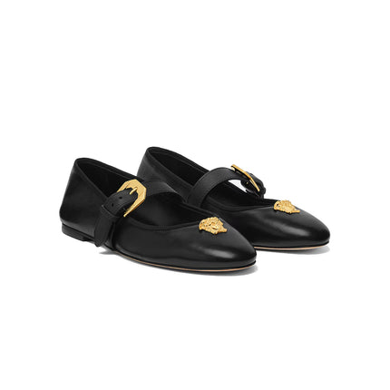 Versace Women's La Medusa Nappa Ballerinas Black