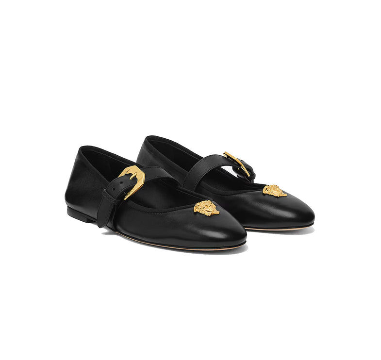 Versace Women's La Medusa Nappa Ballerinas Black