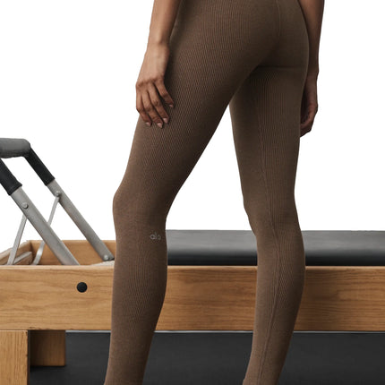 alo Women's Seamless High-Waist Two Tone Rib Legging Java Brown