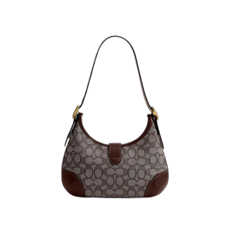Coach Women's Hamptons Hobo Bag In Signature Jacquard Brass/Oak Maple