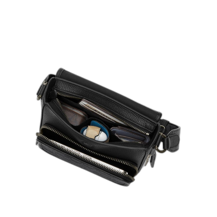 Coach Men's Sullivan Flap Crossbody Bag In Signature Canvas Gunmetal/Charcoal/Black