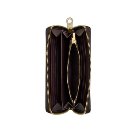 Coach Women's Long Zip Around Wallet In Signature Canvas Gold/Walnut/Black