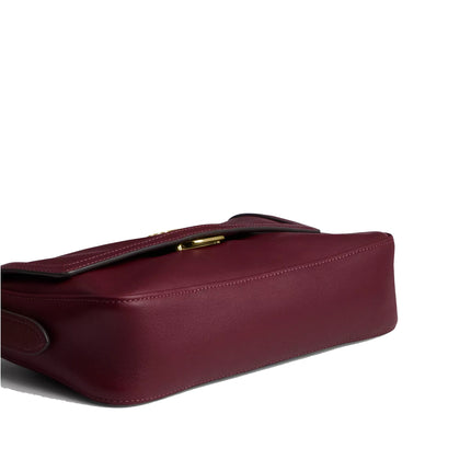 Coach Women's Etta Small Flap Shoulder Bag Gold/Dark Cherry