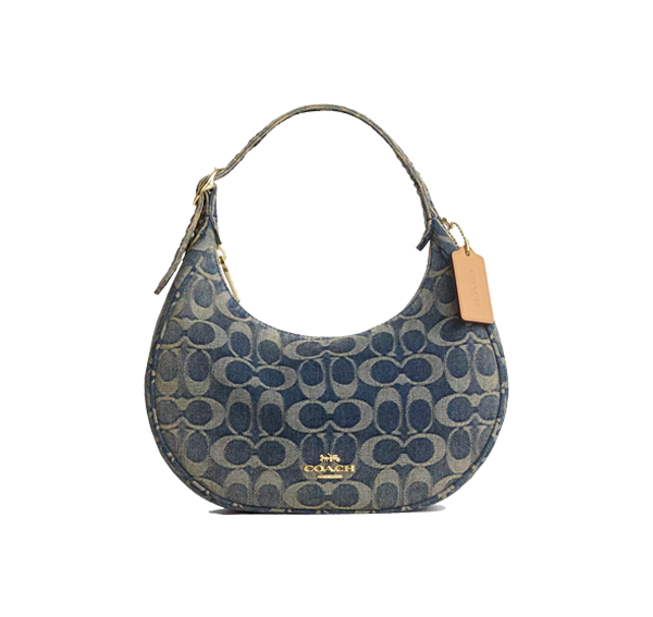 Coach Women's Emily Shoulder Bag In Signature Regenerative Cotton Denim Gold/Denim