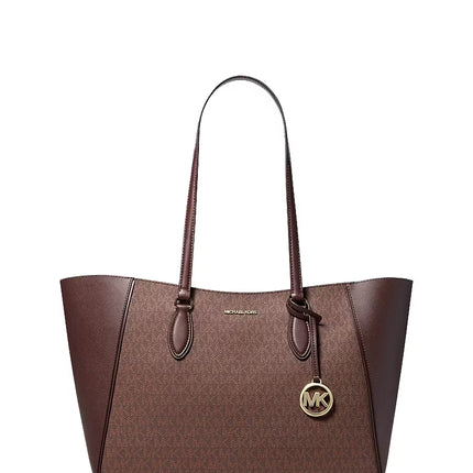 Michael Kors Women's Jet Set Travel Large Signature Logo 3-in-1 Tote Bag Nutmeg/Gold