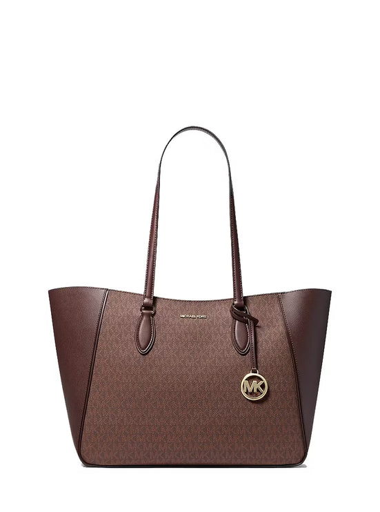 Michael Kors Women's Jet Set Travel Large Signature Logo 3-in-1 Tote Bag Nutmeg/Gold