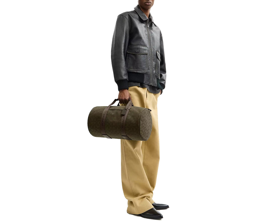 Coach Men's Theo Duffle In Signature Jacquard Olive Drab