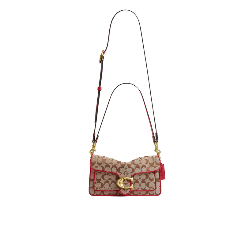 Coach Women's Tabby Shoulder Bag 26 In Signature Jacquard Brass/Poppy Signature