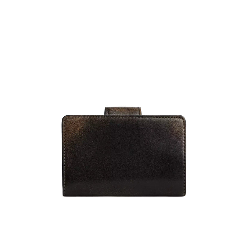 Coach Women's Medium Corner Zip Wallet In Loved Leather Silver/Black Brown