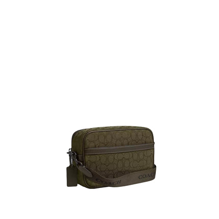 Coach Unisex Theo Camera Bag In Signature Jacquard Olive Drab