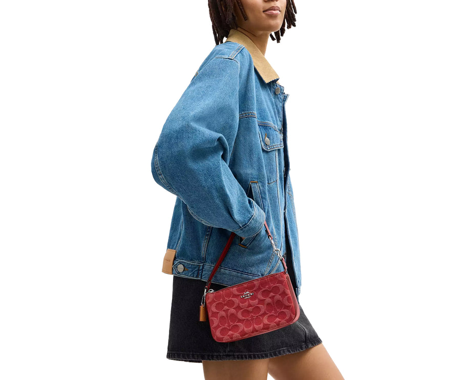 Coach Women's Nolita 19 In Signature Denim Silver/True Red