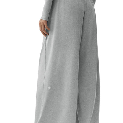 alo Women's Alosoft Mid-Rise Finesse Wide Leg Sweatpant Vintage Athletic Heather