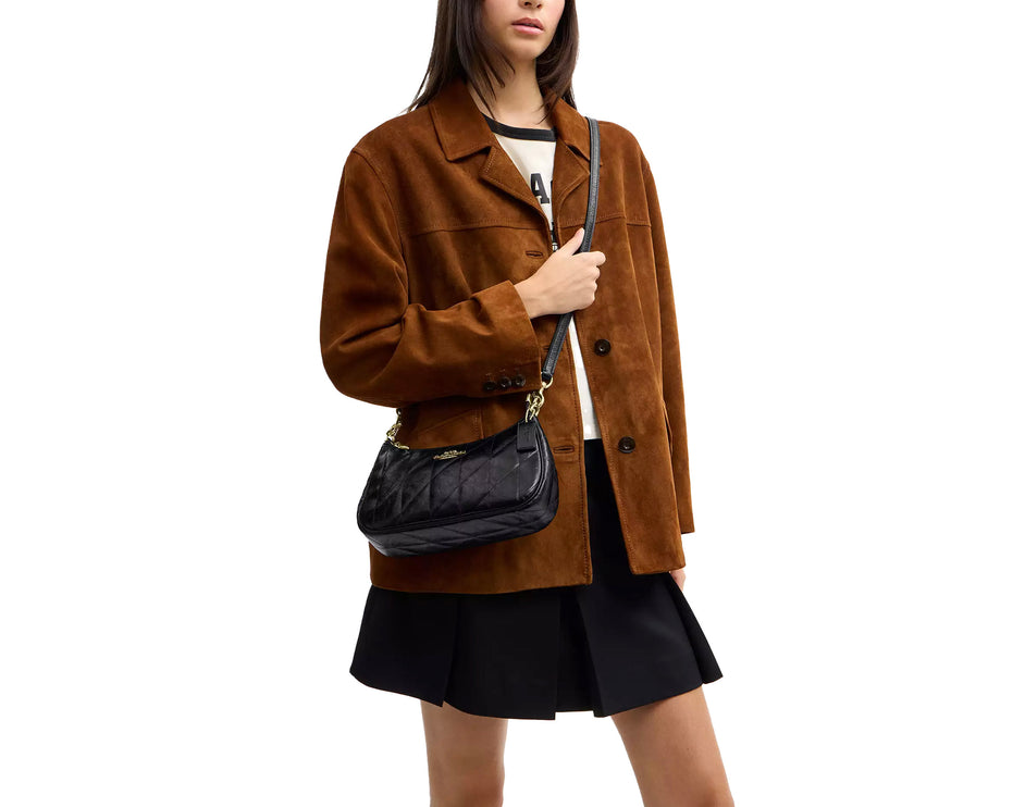 Coach Women's Teri Shoulder Bag With Quilting Gold/Black