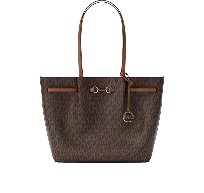 Michael Kors Women's Carson Large Signature Logo Tote Bag Brown/Gold