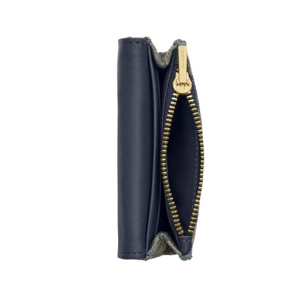 Coach Women's Flap Card Case In Signature Regenerative Cotton Denim Gold/Denim