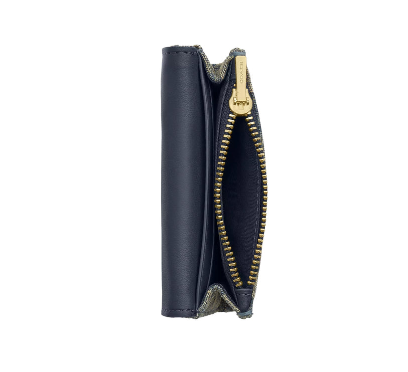 Coach Women's Flap Card Case In Signature Regenerative Cotton Denim Gold/Denim