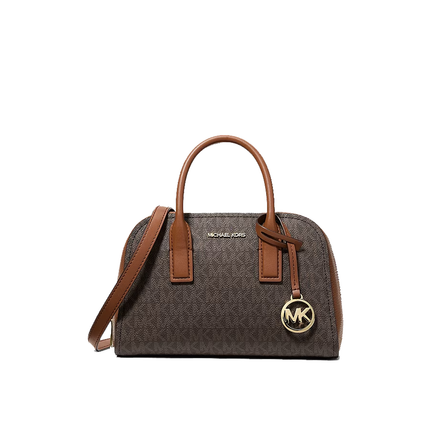 Michael Kors Women's Ashton Small Signature Logo Messenger Bag Brown/Gold