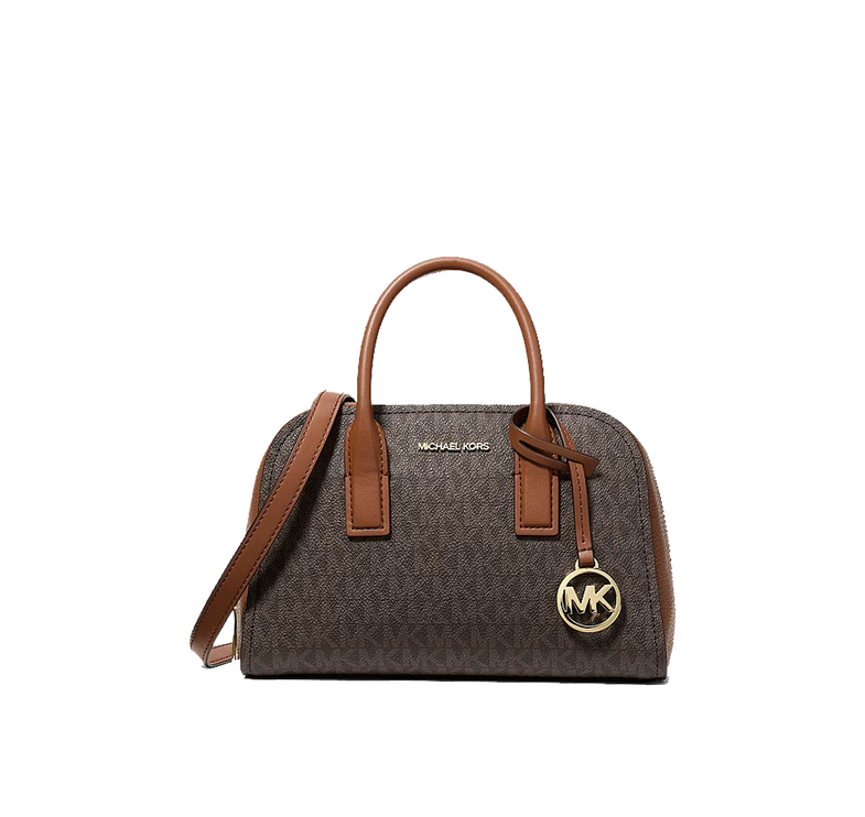 Michael Kors Women's Ashton Small Signature Logo Messenger Bag Brown/Gold