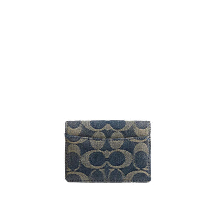 Coach Women's Card Case With Charms In Signature Regenerative Cotton Denim Gold/Denim