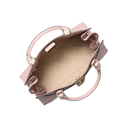 Michael Kors Women's Landon Medium Signature Logo Satchel Bag Powder Blush/Gold