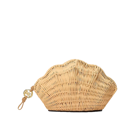 Michael Kors Women's Shelly Rattan Clutch Natural/Gold
