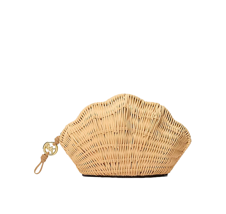 Michael Kors Women's Shelly Rattan Clutch Natural/Gold