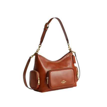Coach Women's Laurel Shoulder Bag With Pockets Gold/Cinnamon