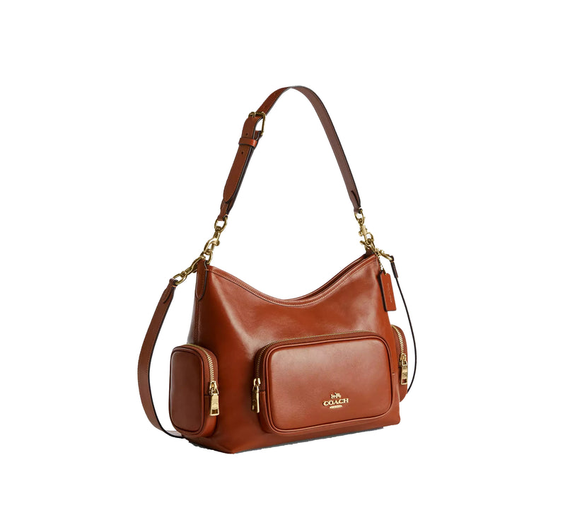 Coach Women's Laurel Shoulder Bag With Pockets Gold/Cinnamon