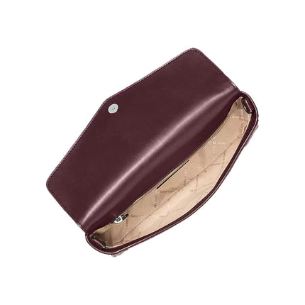 Michael Kors Women's Kacey Medium Burnished Shoulder Bag Maroon/Silver