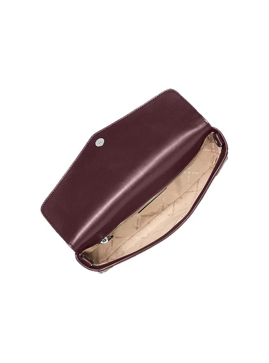 Michael Kors Women's Kacey Medium Burnished Shoulder Bag Maroon/Silver
