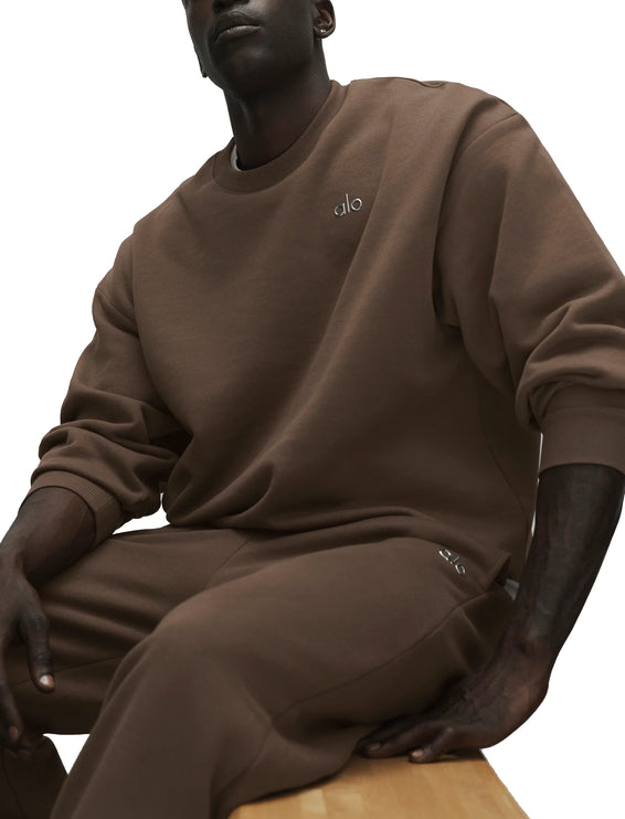 alo Men's Accolade Crew Neck Pullover Java Brown